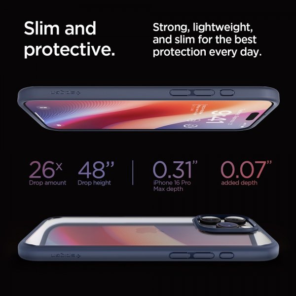 Spigen iPhone 16 Pro Max -suojakuori Ultra Hybrid, laivastonsininen