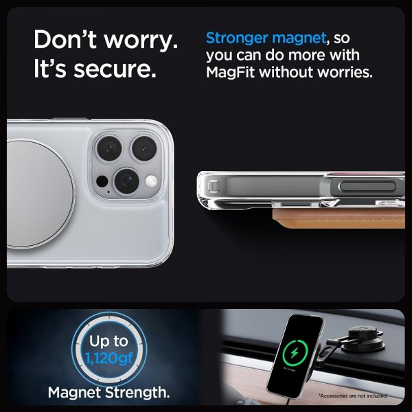Spigen iPhone 16 Pro Max -suojakuori Ultra Hybrid S MagFit Crystal Clear