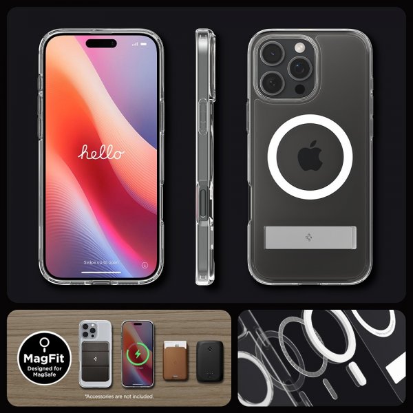 Spigen iPhone 16 Pro Max -suojakuori Ultra Hybrid S MagFit Crystal Clear
