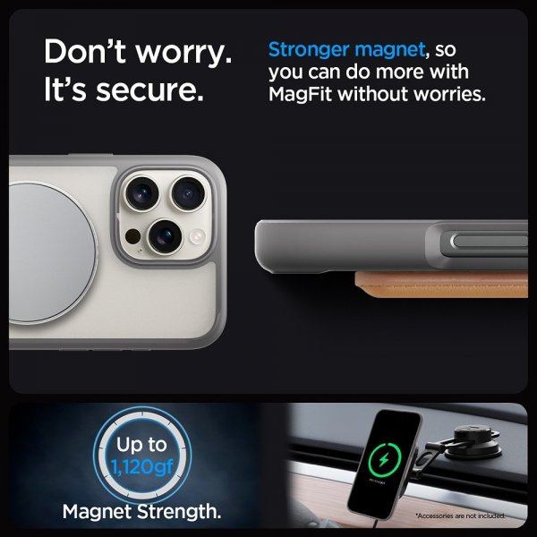 Spigen iPhone 16 Pro Max -suojakuori Ultra Hybrid S MagFit Frost Gray