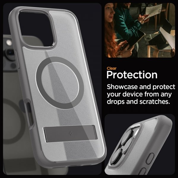 Spigen iPhone 16 Pro Max -suojakuori Ultra Hybrid S MagFit Frost Gray