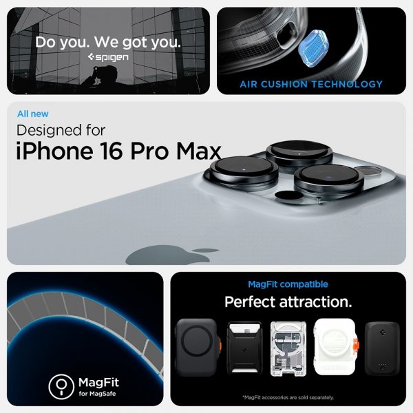 Spigen iPhone 16 Pro Max -suojakuori Ultra Hybrid Zero One MagFit, valkoinen