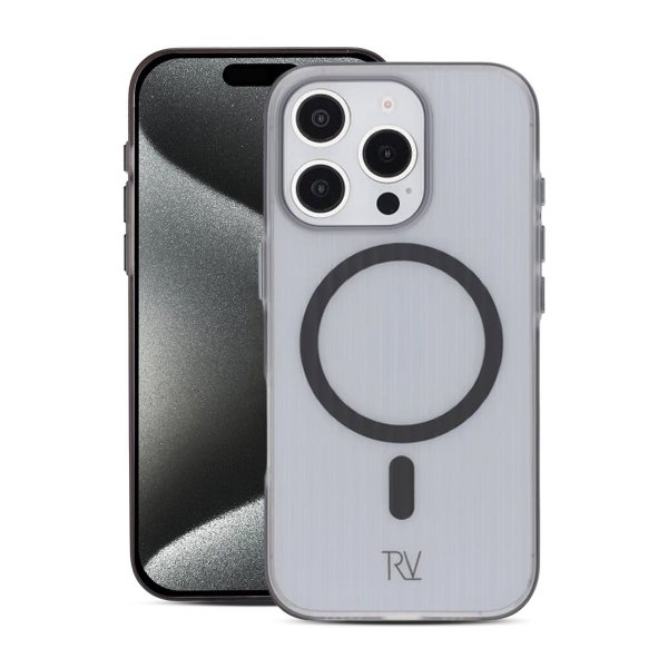 Rvelon iPhone 16 Pro -kuori, aaltoileva, MagSafe, harmaa