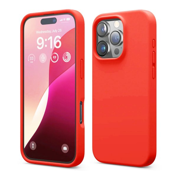 Rvelon iPhone 16 Pro Kuori Silikoni Punainen