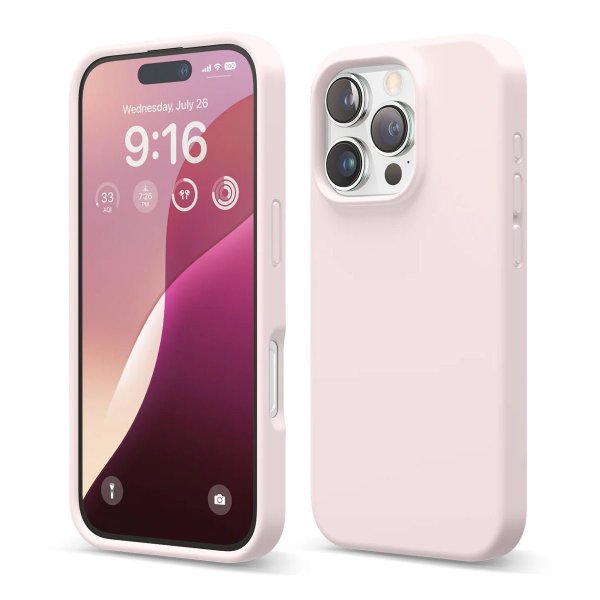 Rvelon iPhone 16 Pro Kuori Silikoni Vaaleanpunainen