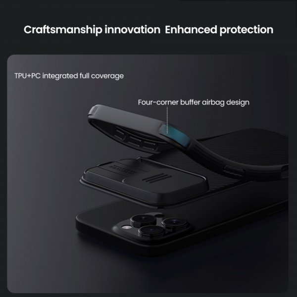 Nillkin iPhone 16 Pro -suojakuori CamShield Pro, musta