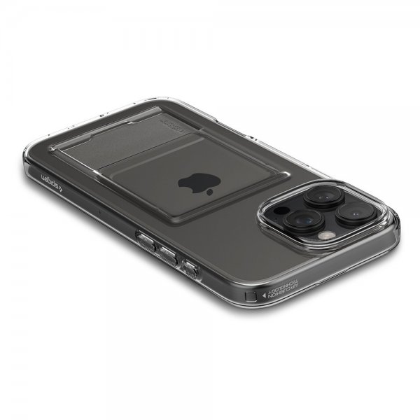 Spigen iPhone 16 Pro -suojakuori Crystal Slot, kristallinkirkas