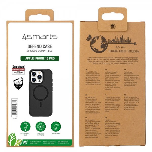 4smarts iPhone 16 Pro Kuori Defend Kotelo Ultimag Musta