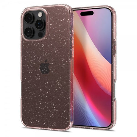 Spigen iPhone 16 Pro -kuori Liquid Crystal Glitter Rose Quartz