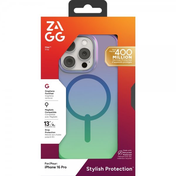 ZAGG iPhone 16 Pro -kuori Milan Snap Raven Feather