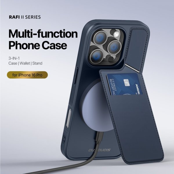 Dux Ducis iPhone 16 Pro -kuori Rafi II Series MagSafe Sininen