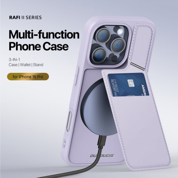 Dux Ducis iPhone 16 Pro -kuori Rafi II Series MagSafe, violetti