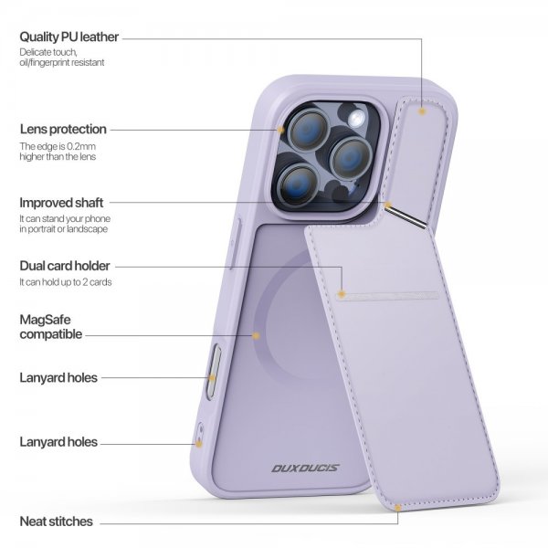 Dux Ducis iPhone 16 Pro -kuori Rafi II Series MagSafe, violetti