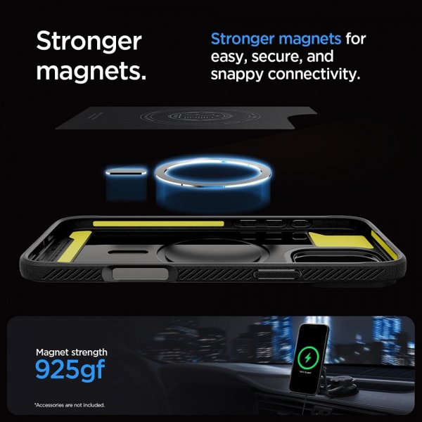 Spigen iPhone 16 Pro -kuori Rugged Armor MagFit Harmaa
