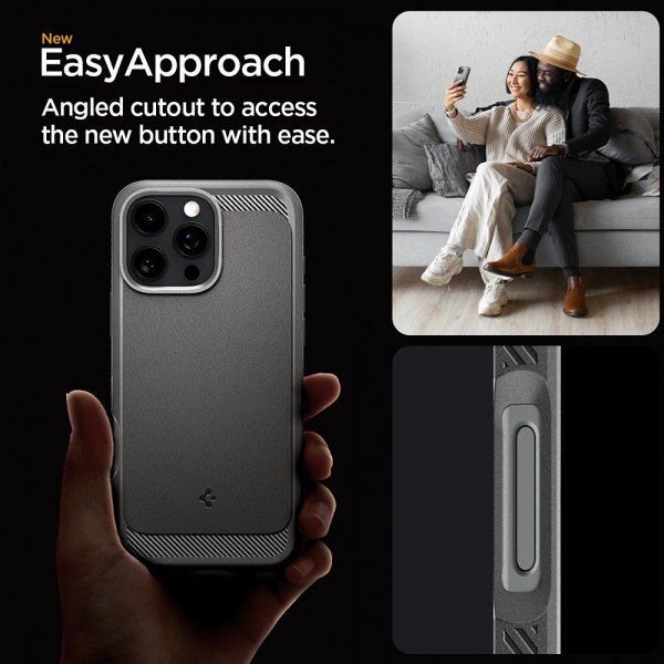 Spigen iPhone 16 Pro -kuori Rugged Armor MagFit Harmaa