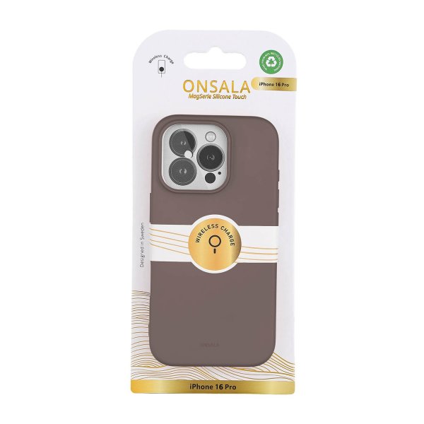 Onsala iPhone 16 Pro Kuori Silikonituntuma Chocolate