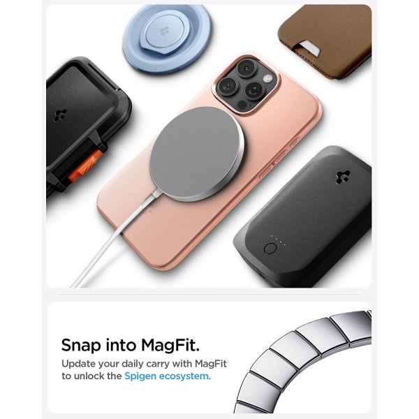 Spigen iPhone 16 Pro -kuori Thin Fit MagFit Rose Titanium