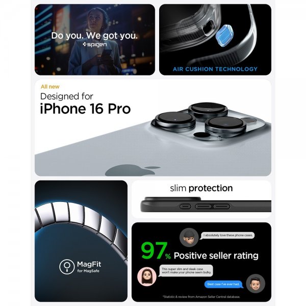 Spigen iPhone 16 Pro Kuori Thin Fit MagFit Musta