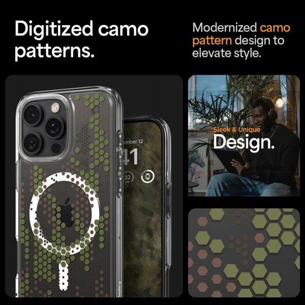 Spigen iPhone 16 Pro -suojakuori Ultra Hybrid MagFit Digital Camo