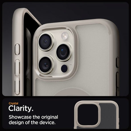 Spigen iPhone 16 Pro -kuori Ultra Hybrid MagFit Frost Natural Titanium