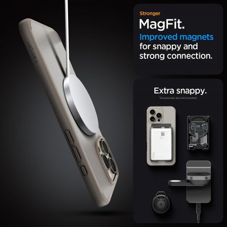 Spigen iPhone 16 Pro -kuori Ultra Hybrid MagFit Frost Natural Titanium