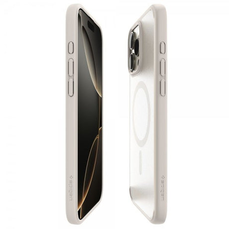 Spigen iPhone 16 Pro -kuori Ultra Hybrid MagFit Frost Natural Titanium