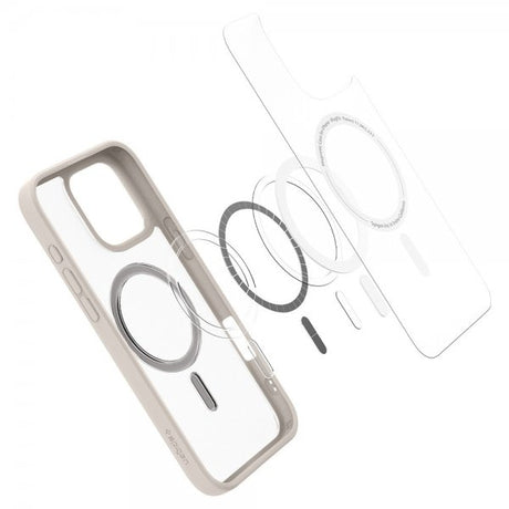 Spigen iPhone 16 Pro -kuori Ultra Hybrid MagFit Frost Natural Titanium