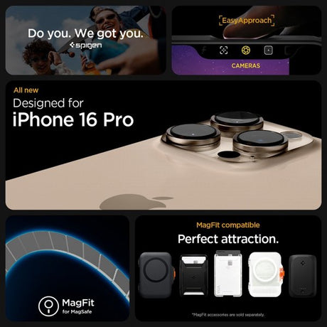 Spigen iPhone 16 Pro -kuori Ultra Hybrid MagFit Frost Natural Titanium