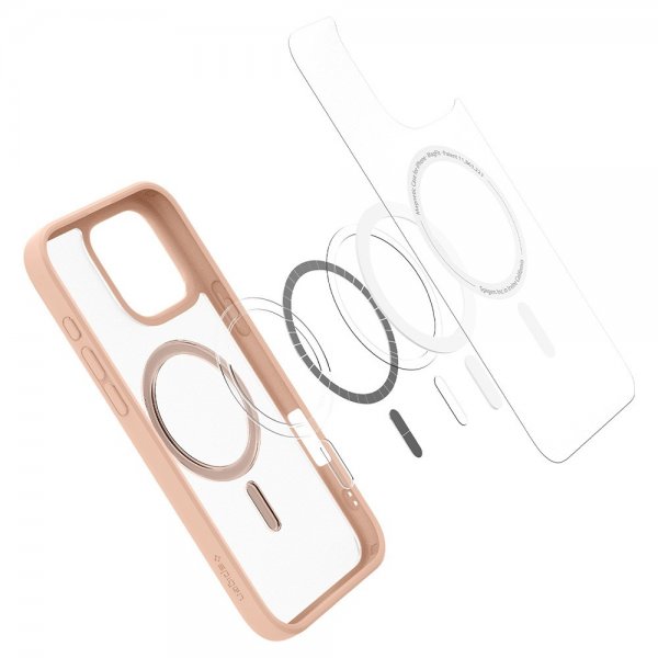 Spigen iPhone 16 Pro -kuori Ultra Hybrid MagFit Frost Rose Titanium