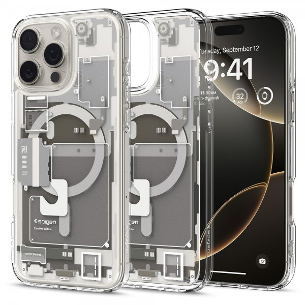 Spigen iPhone 16 Pro -kuori Ultra Hybrid Zero One MagFit Natural Titanium