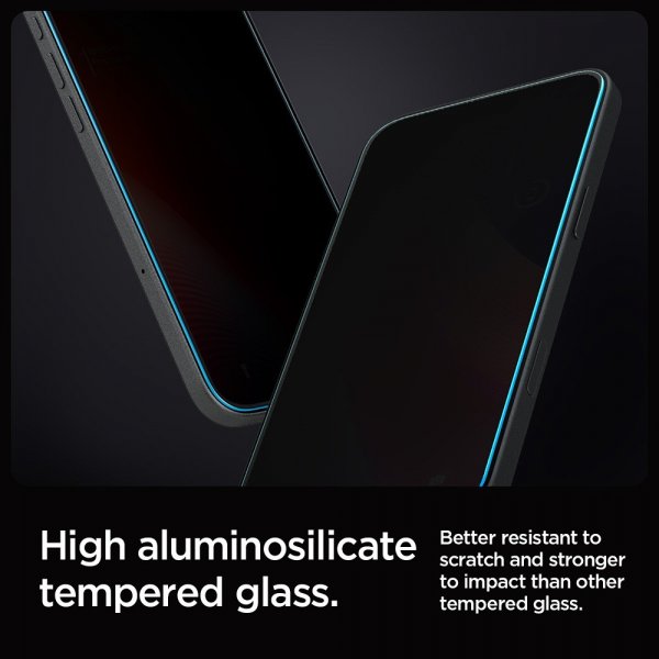 Spigen iPhone 16 Pro/iPhone 17/17 Pro -näytönsuoja GLAS.tR EZ Fit Privacy 2-pack