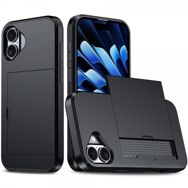 iPhone 16 -suojakuori Card Slide, musta