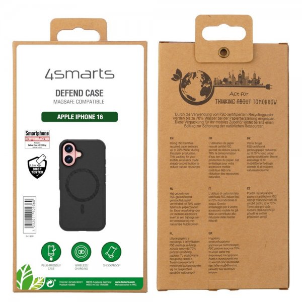 4smarts iPhone 16 Kuori Defend Kotelo Ultimag Musta
