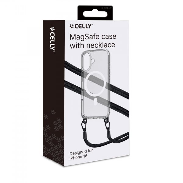 Celly iPhone 16 Freedom Necklace MagSafe -kuori, läpinäkyvä