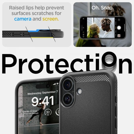 Spigen iPhone 16 -suojakuori Rugged Armor MagFit Matte Black