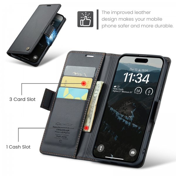CaseMe iPhone Air -kotelo 023 Series Musta