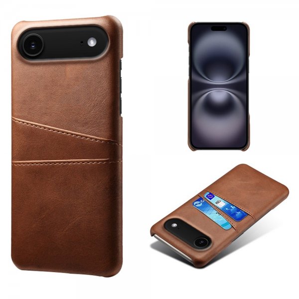 iPhone Air -kuori, jossa kaksi korttipaikkaa, tummanruskea