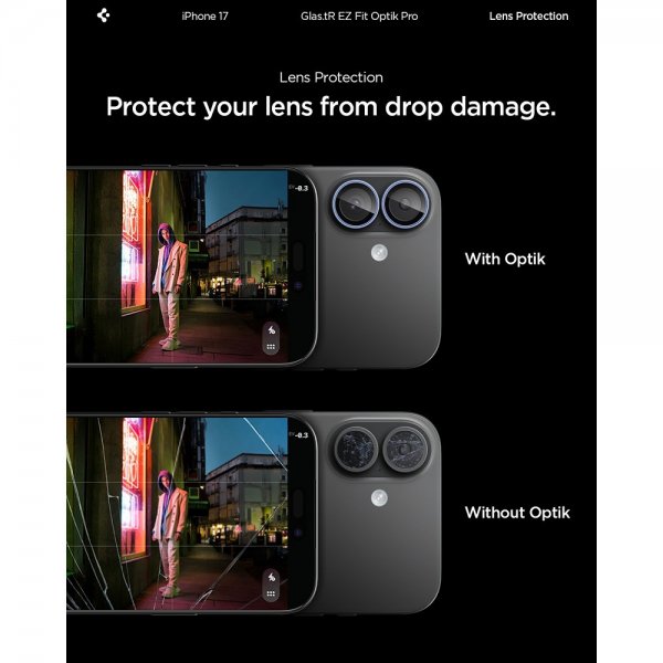 Spigen iPhone 17 Kameransuojaus GLAS.tR EZ Fit Optik Pro 2-pakkaus Sininen
