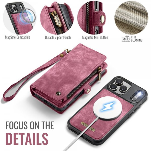 CaseMe iPhone 17 Pro -suojakuori 008 Series, irrotettava suojakuori, punainen