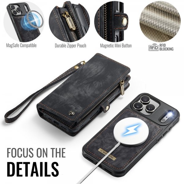 CaseMe iPhone 17 Pro -kotelo 008 Series Irrotettava Kuori Musta