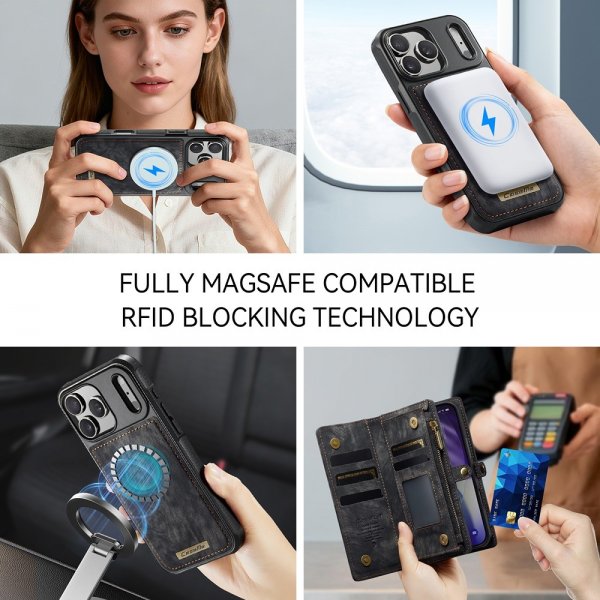 CaseMe iPhone 17 Pro -kotelo 008 Series Irrotettava Kuori Musta