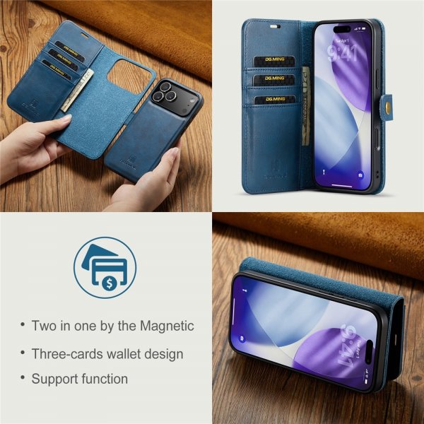 Dg.Ming iPhone 17 Pro Kotelo irrotettavalla kuorella, sininen