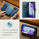 Dg.Ming iPhone 17 Pro Kotelo irrotettavalla kuorella, sininen