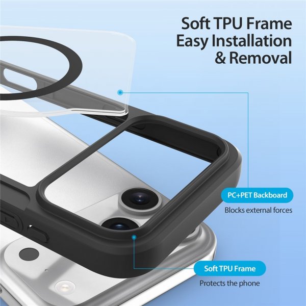 Dux Ducis iPhone 17 Pro -suojakuori, Skin X Pro -sarja, MagSafe, musta