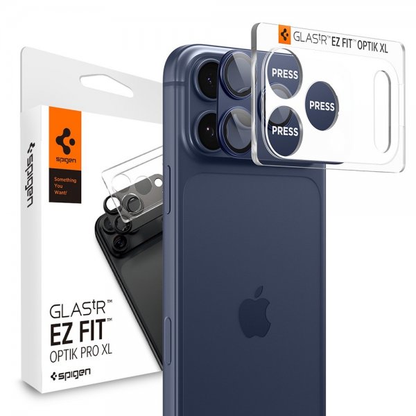 Spigen iPhone 17 Pro kameransuojaus Glas.tR EZ Fit Optik Pro XL Sininen