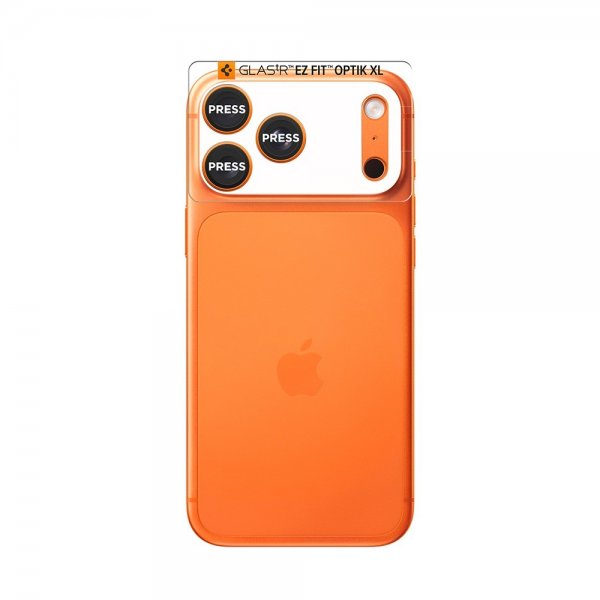 Spigen iPhone 17 Pro kameran suojalasi Glas.tR EZ Fit Optik Pro XL Oranssi