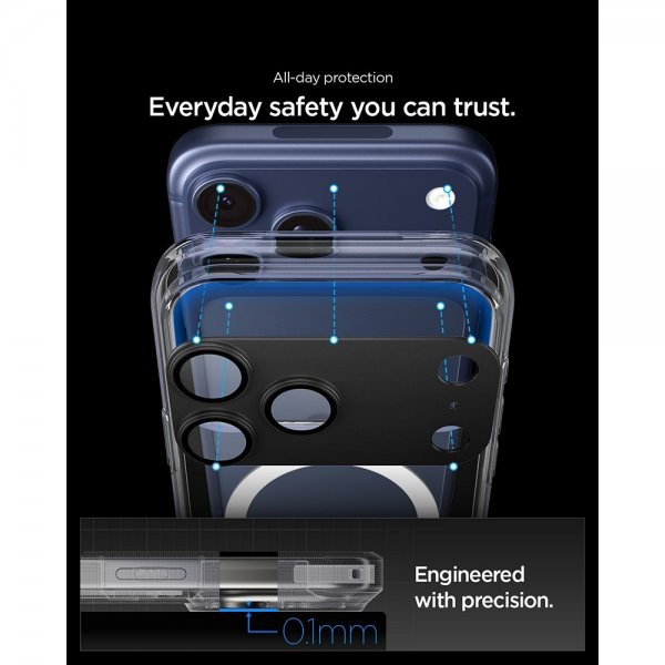 Spigen iPhone 17 Pro kameransuoja Glas.tR EZ Fit Optik Pro XL Musta