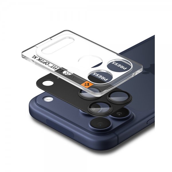 Spigen iPhone 17 Pro kameransuoja Glas.tR EZ Fit Optik Pro XL Musta