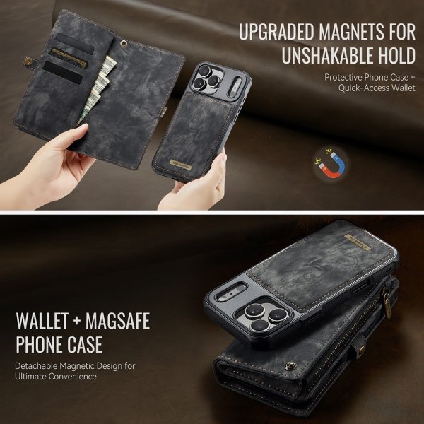 CaseMe iPhone 17 Pro Max -kotelo 008-sarja irrotettava kuori musta