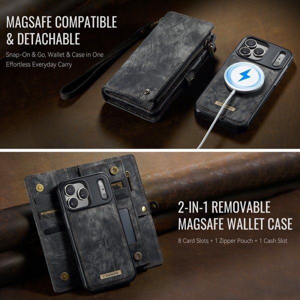 CaseMe iPhone 17 Pro Max -kotelo 008-sarja irrotettava kuori musta